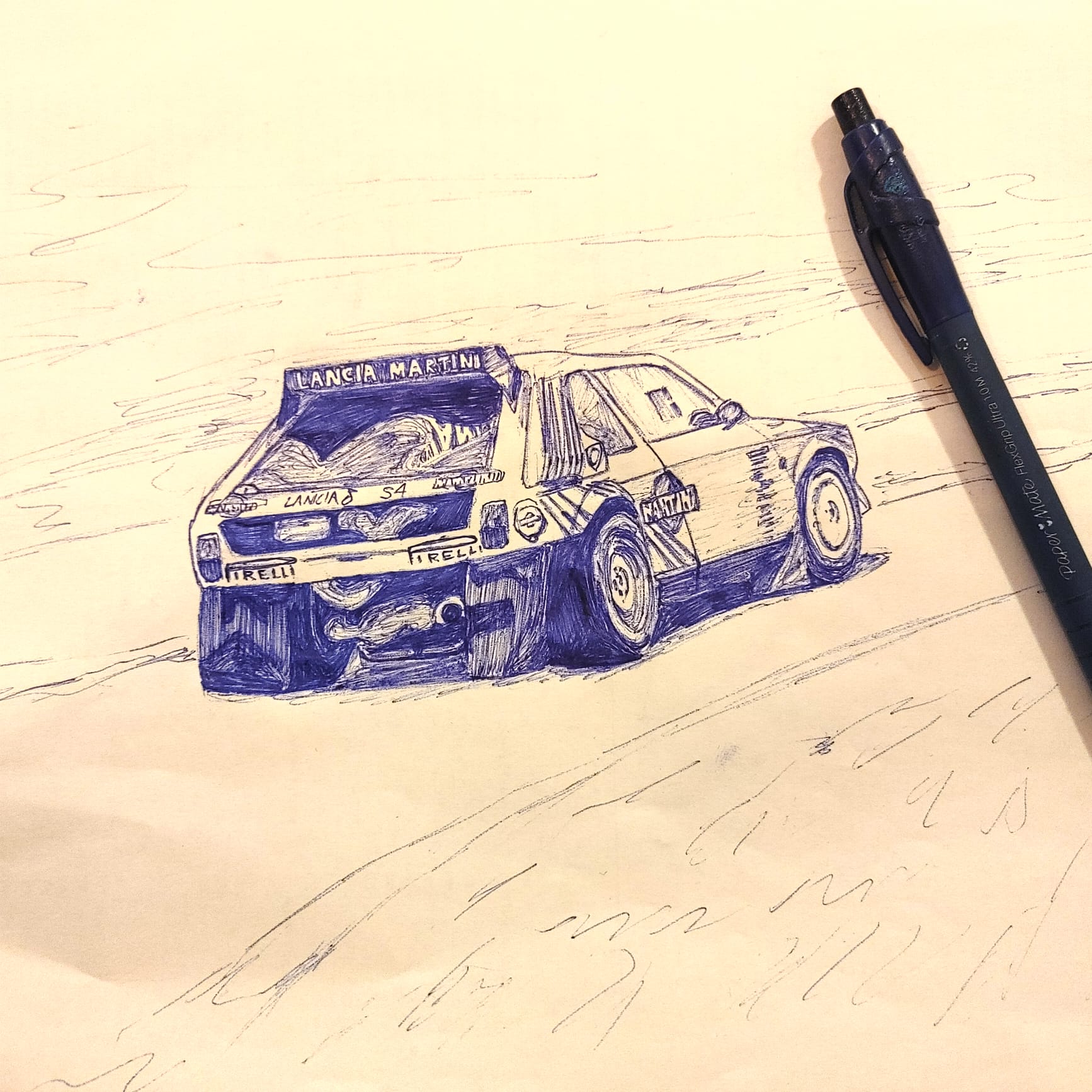 Dessin d'une Lancia Delta S4